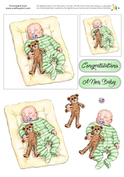 New Baby Decoupage - Baby Onesie - Green