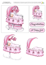New Baby Decoupage - Baby Bassinet - Pink
