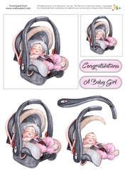 New Baby Decoupage - Car Seat - Pink