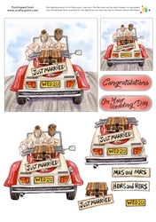 Wedding Decoupage - Just Married Brides