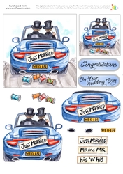 Wedding Decoupage - Just Married Grooms