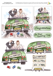 Wedding Decoupage - Just Married Couple