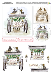 Wedding Decoupage - Just Married Carriage
