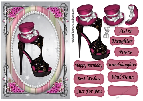 Oval Framed Shoe & Top Hat with bow 2