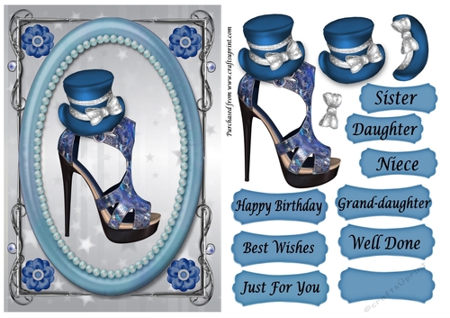 Oval Framed Shoe & Top Hat with bow 3