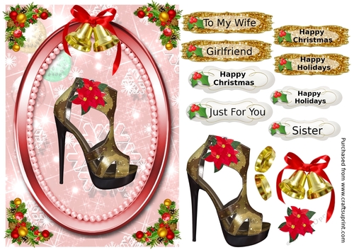 Christmas Gold Stiletto Shoe in frame