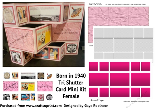 Born in 1940 Female, Tri Shutter card Mini Kit