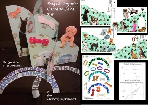 Dogs &  Puppies Cascade Card Kit Green