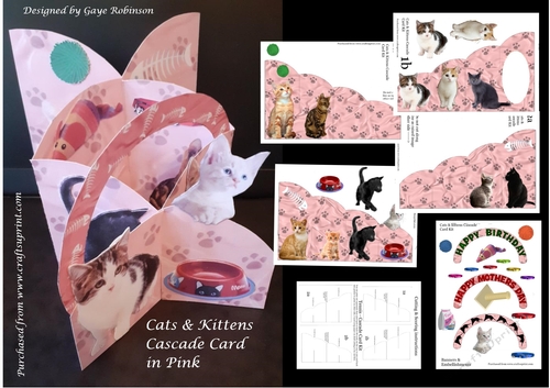 Cats & Kittens Cascade Card Kit Pink
