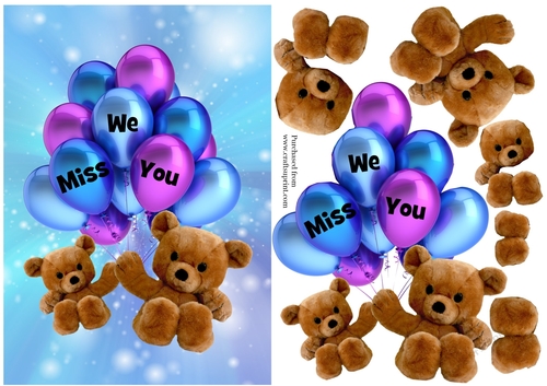 We Miss You - Teddies and balloons