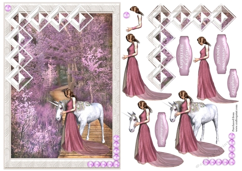 Girl & Unicorn in Lilac Woods