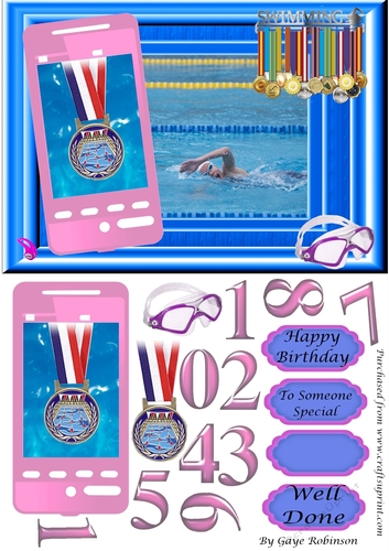 Swimming Phone Card - Girl Ages