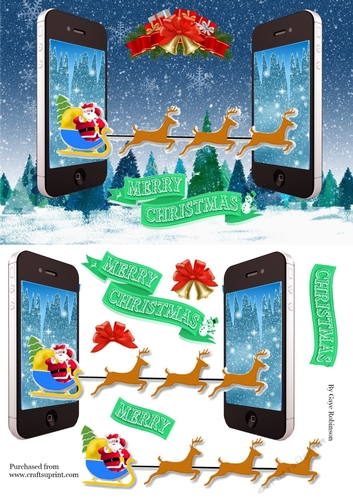 Santas Sleigh Dual Phones Christmas Card