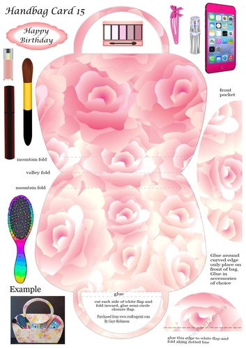 Handbag card 15 with accessories