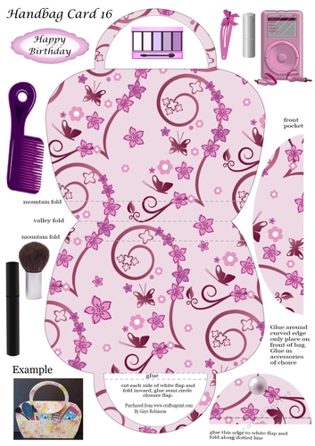 Handbag card 16 with accessories