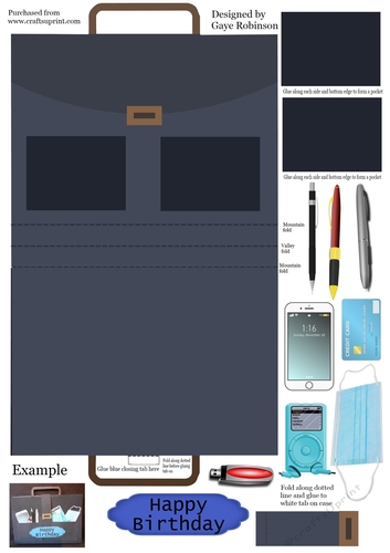 Briefcase shaped card with accessories including face mask
