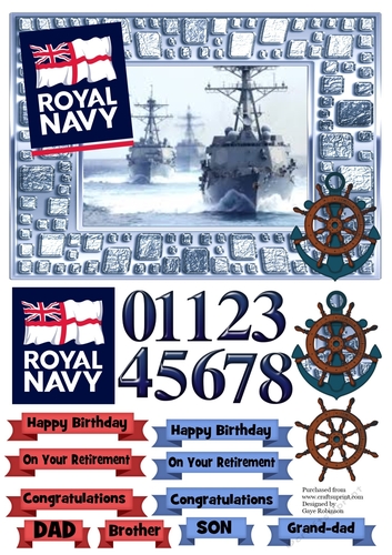 Naval Ships in Mosaic Frame - various sentiments