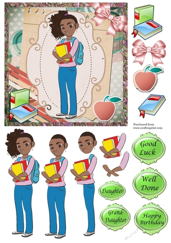 School Girl, Well Done, Good Luck, Birthday - Ethnic
