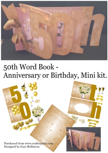 50th Word Book for Anniversary or Birthday, mini kit