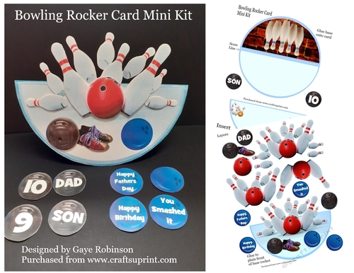 Bowling Rocker Card Birthday or Fathers Day