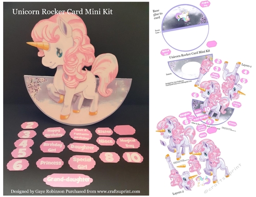 Unicorn Rocker Card Mini Kit - ages and sentiments
