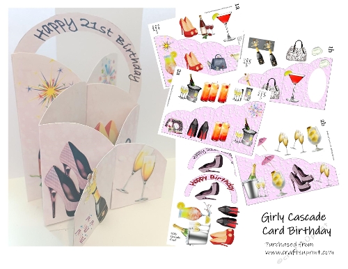 Birthday Cascade card pink
