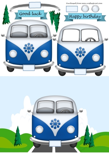 Dark Blue Camper Van on the Road