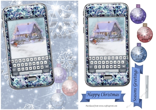 Winter cottage in blue phone cover