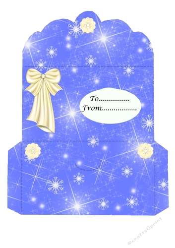 Blue snowflake money wallet with bow