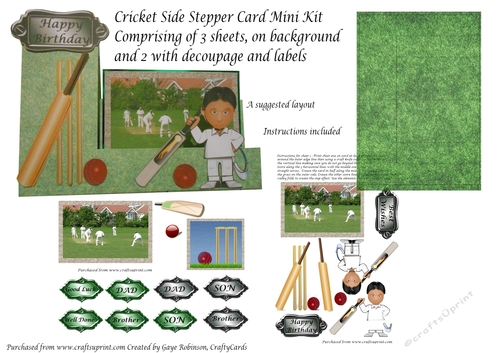 Cricket side stepper card mini kit 3 sheets