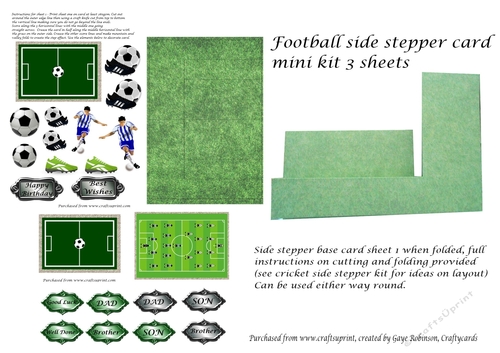 Football side stepper card mini kit 3 sheets