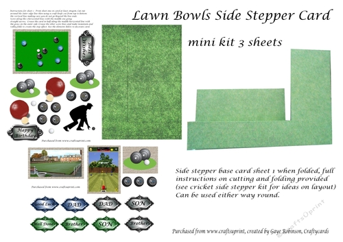 Lawn Bowls Side Stepper Card mini kit 3 sheets Male