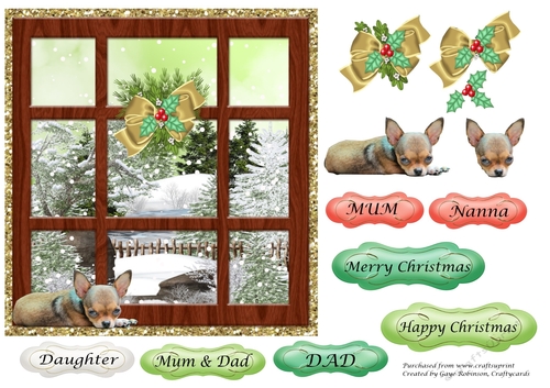 Christmas Window with Chihauhua