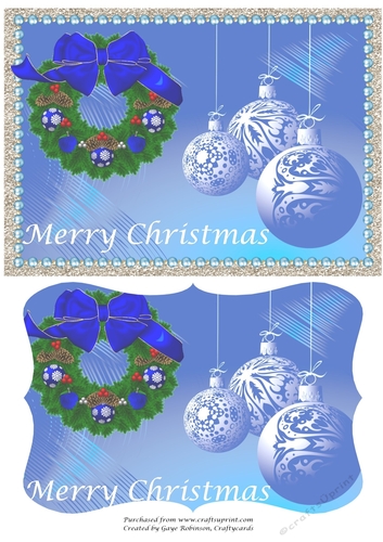 Christmas Baubles & Wreath in Blue Pyramid Mini Kit 2 sheets