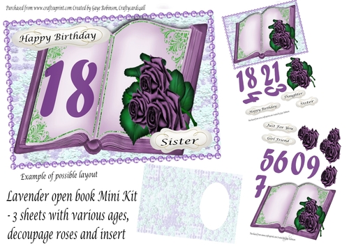 Lavender open book with all ages Mini Kit - 3 sheets