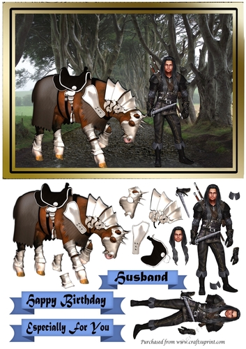 Medieval Man with Horse in armour decoupage