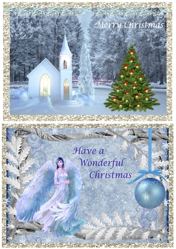 Two Christmas Toppers with Greetings