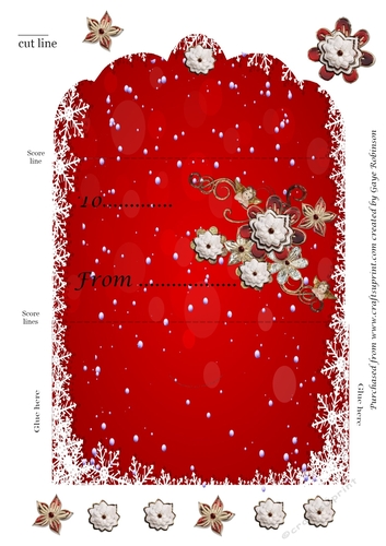 Red money wallet with snowflakes and flowers
