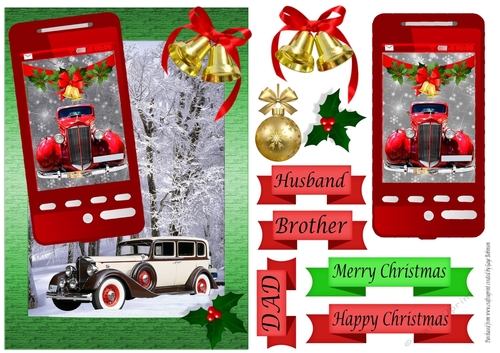 Christmas Vintage Car Phone