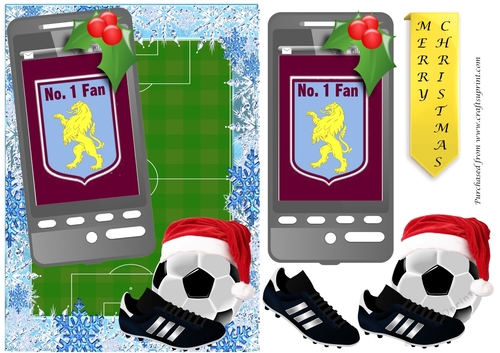 Christmas phone card Aston Villa Fan.