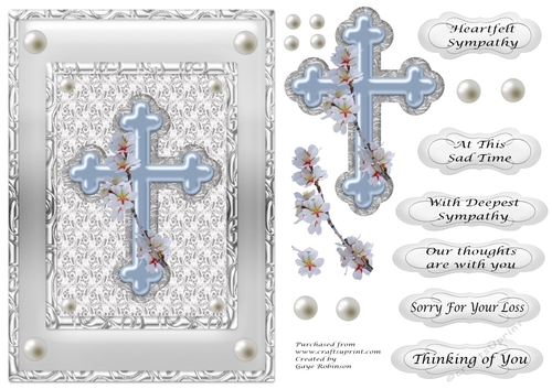 Sympathy Blue Cross in silver frame