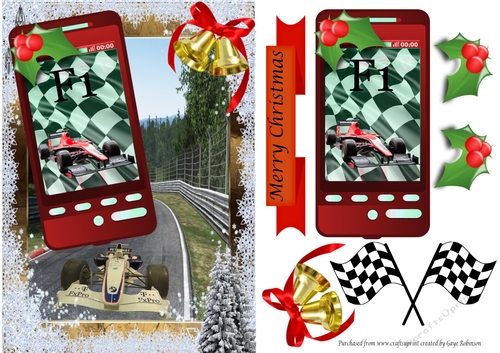 Christmas Racing Car Phone Card