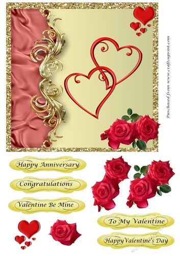 Two Hearts Valentine or Anniversary Card