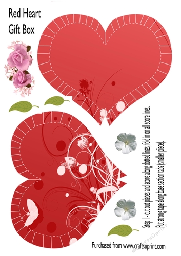 Heart gift box in red mini kit 