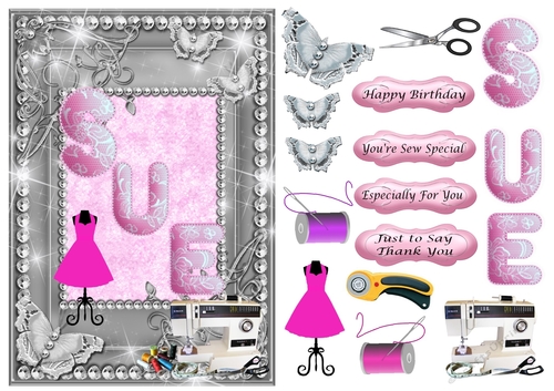 SUE Sewing Card in Pink