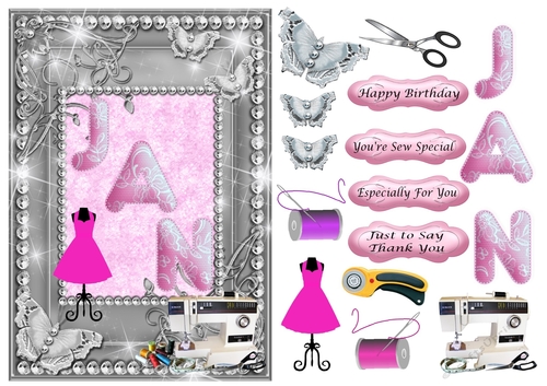 JAN Sewing Card in pink