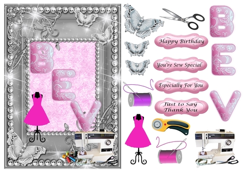 BEV Sewing Card in pink