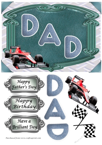 Fathers Day or Birthday DAD F1 Racing card