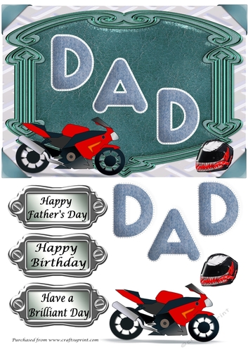 Fathers Day or Birthday DAD Motorbike card