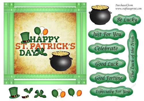 Happy St Patricks Day 6x6 in green frame